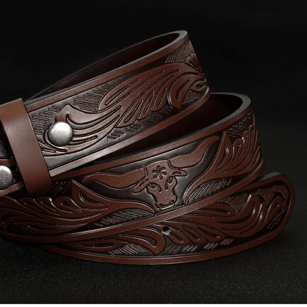 Brown Leather Belt with Gold and Silver Buckle